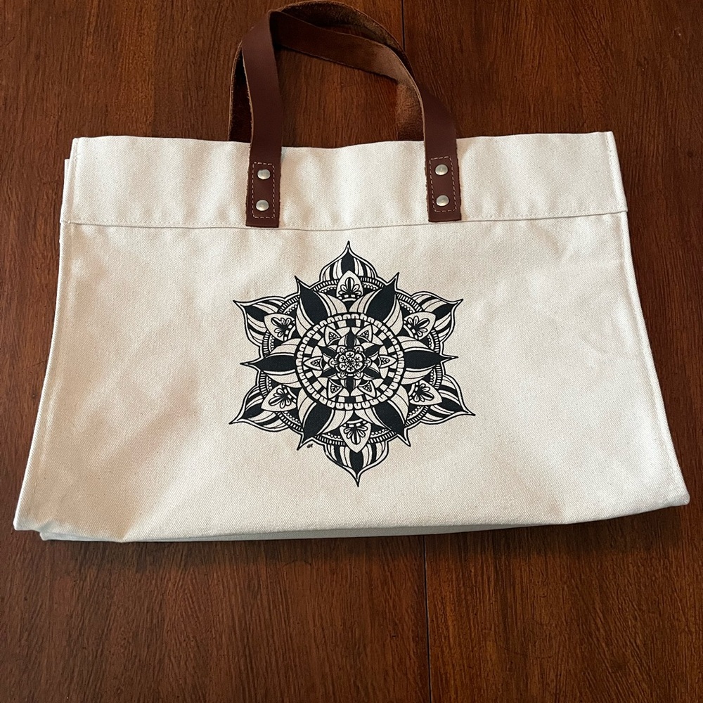 Canvas Tote Bag with Mandala Design🌸
